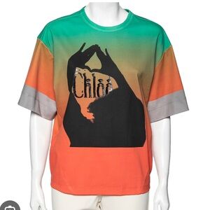 CHLOE Oversize Crop Graphic T-Shirt Chloé Xs Ombré